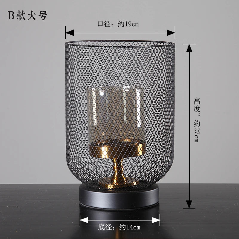 Chinese Zen retro candlestick household metal candlestick decoration hollow out atmosphere decorative candlestick Oasis Select B large