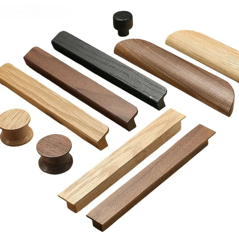 1PCS wooden wardrobe door handles high-end natural wood wind extended walnut cabinet drawer handles kitchen cabinet handles Oasis Select