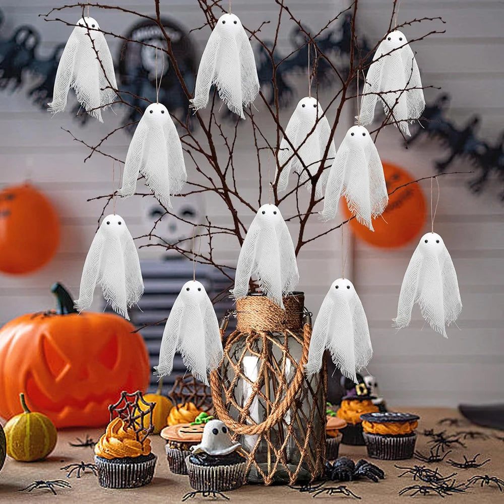 Halloween Hangings Ghosts Halloween Flying Ghosts Decorations White Cute Flying Ghosts Ornament With Rope For Balcony Garden Oasis Select White-12pcs