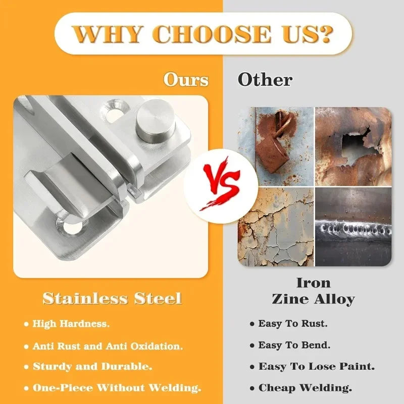 Stainless Steel Lock Latch Pet Cage Right Door Bolt Hasps Bathroom Security Anti Theft Deadbolt with Lock for Door Enhancement Oasis Select