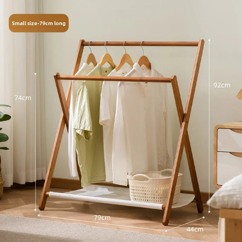 Hanging hanger bedroom floor does not take up space coat rack bedside bedside clothes storage artifact Oasis Select Brown-Small 79