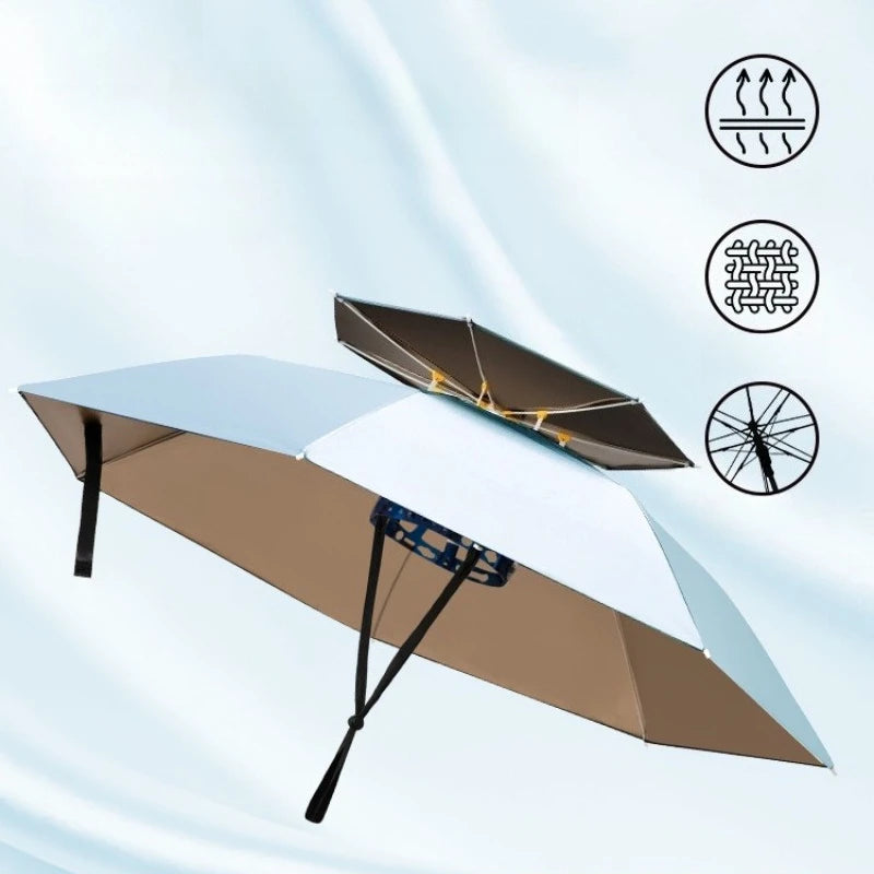 Head Mounted Fishing Umbrella Cap Multi functional Outdoor Sunshade Head Umbrella Cap Adult Sunny and Rainy Umbrella Oasis Select