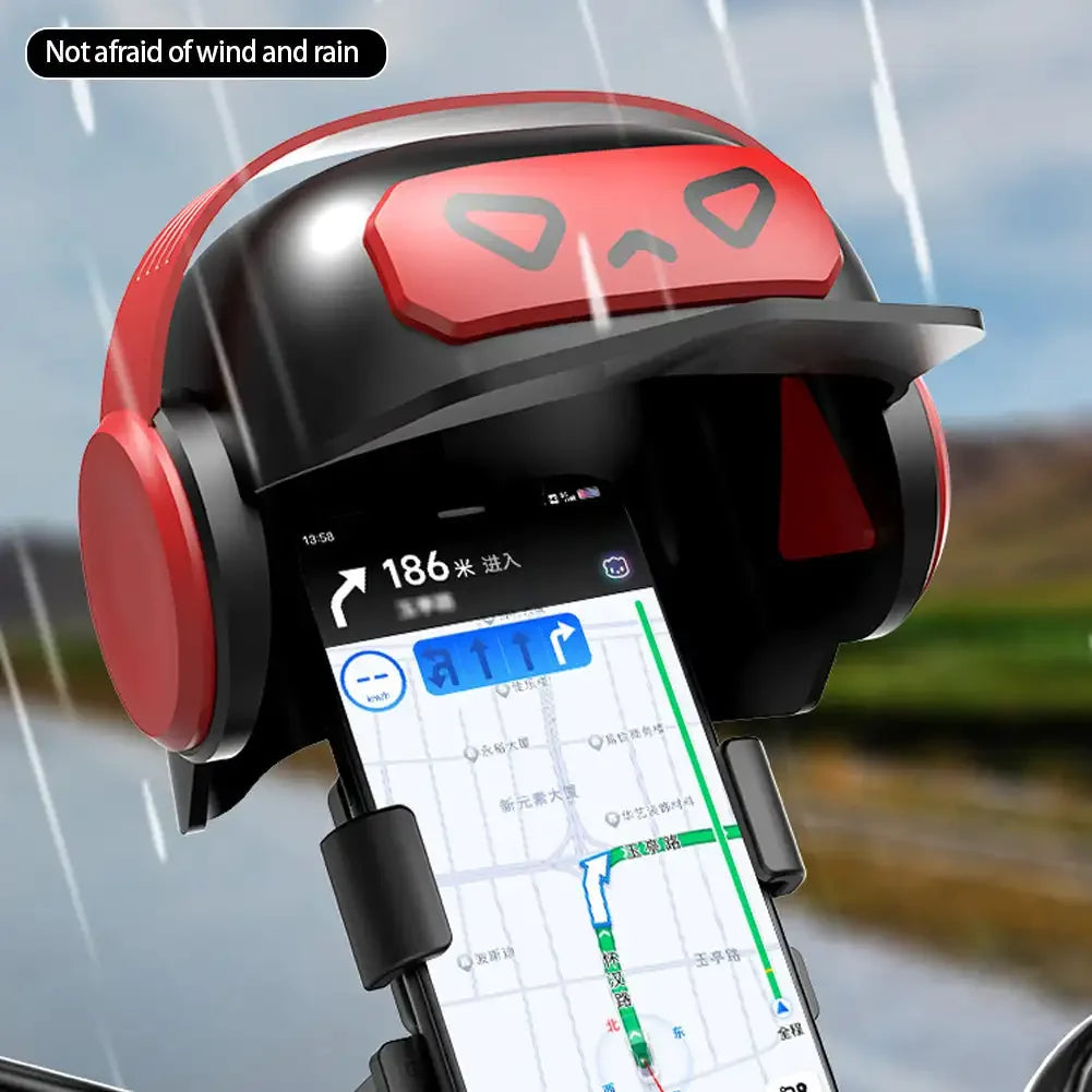 Cartoon Helmet Motorcycle Phone Holder | Waterproof Sunshade Mount