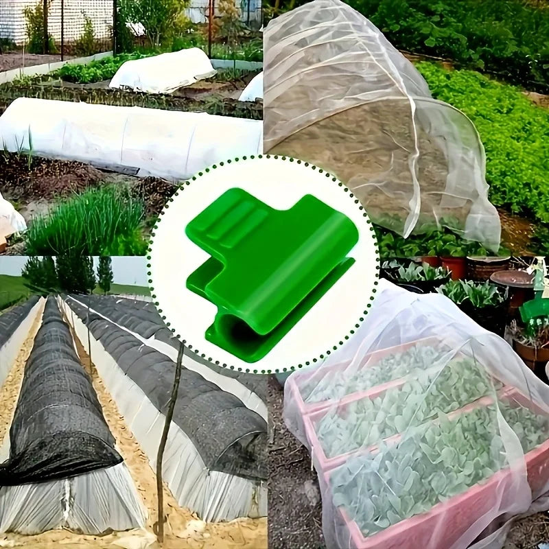 60pcs Green Plastic Greenhouse Film Clips - Heavy-Duty Windproof Garden Clips for Securing Mulch, Tarp & Plant Covers Oasis Select