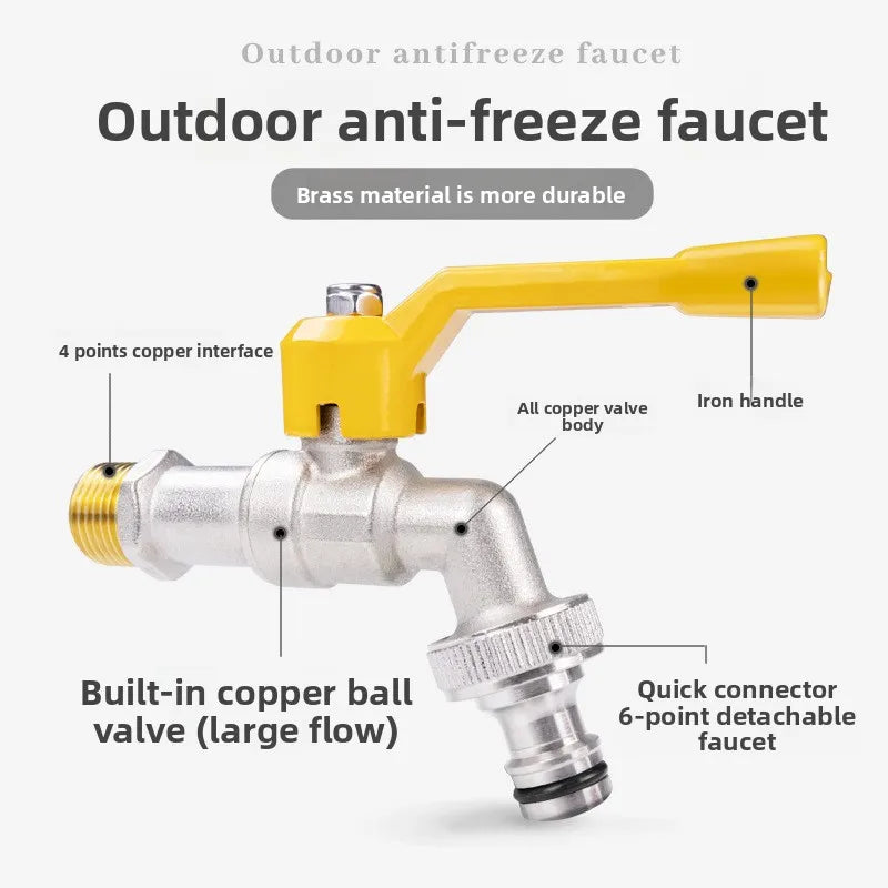 Brass Water Faucet Garden Tools 1/2" inside & outside Easy Turn On/Off Lever Handle Watering Supply Ball Valve Oasis Select