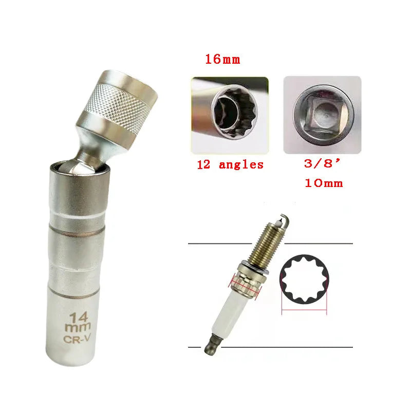 For BMW Mercedes Benz Spark Plug Sleeve Wrench Socket Magnetic 12-Point Angle Thin Wall Spark Plug Car Removal Tools 14mm 16mm Oasis Select