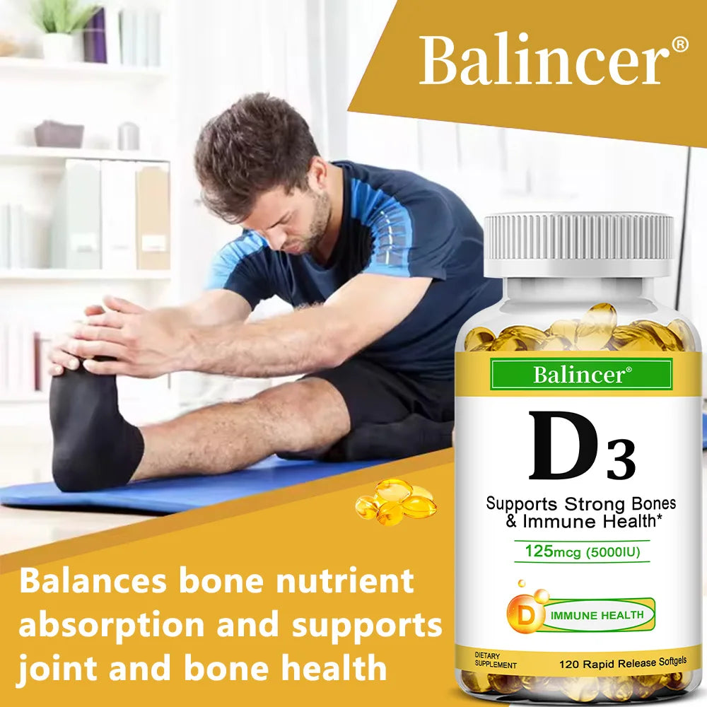 Balincer Vitamin D3 5000 IU Softgels – Bone & Immune Support Vitamin D3 Supplement Oasis Select