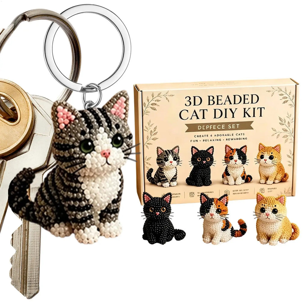 DIY Animal Beading Kit Cute Beginner-Friendly 3D Cat Funny Animal Beadwork Kit for Desk Decorations Bookshelf Decor Party Favors Oasis Select