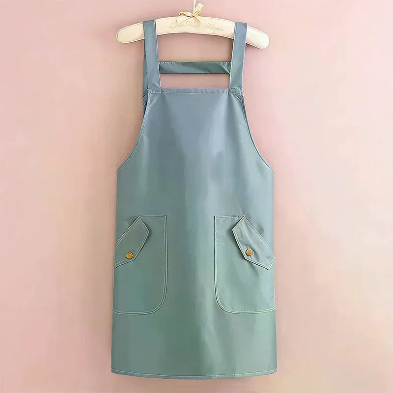 Apron Workwear Adjustable Oil-Proof Kitchen Apron Waterproof Barbershop Smock Catering Milk Tea Coffee Shop Oasis Select