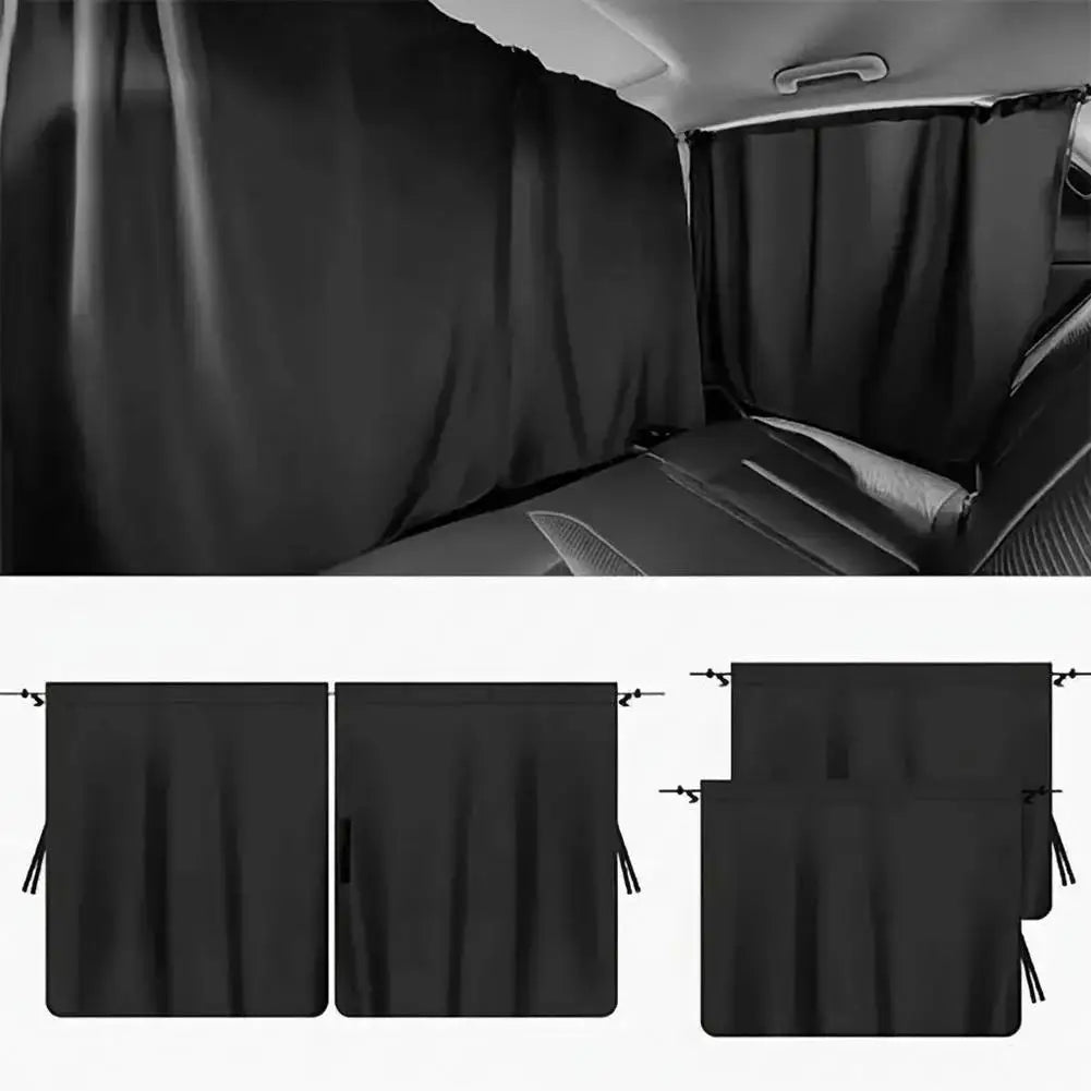4pcs Black Car Sunshades Front Rear Seat Divider Curtain Heat Insulation Light-blocking Protection Outdoor Camping Car Curtain Oasis Select