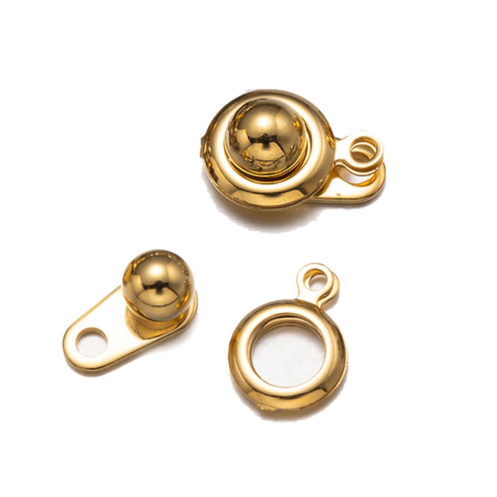 10 Sets 304 Stainless Steel Snap Button Clasps Ball & Socket Snap Clasps Fastener Clasp for Necklace Bracelet DIY Craft Oasis Select Gold