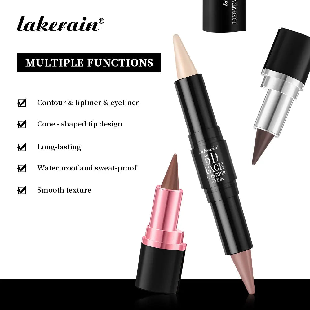 5D Perfect Makeup Set With Contouring Stick Eyeliner And Lipstick Easy Coloring Sweat-proof Long Lasting Daily Makeup Set Oasis Select