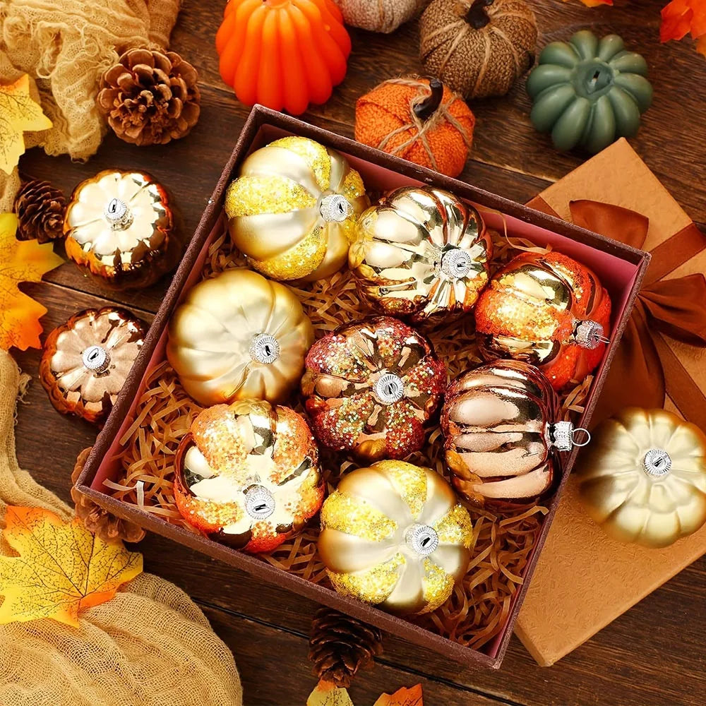 12pcs Halloween Hanging Ornaments Thanksgiving Pumpkin Ball Hanging Pendants DIY Christmas Tree Decoration Home Party Decors Oasis Select