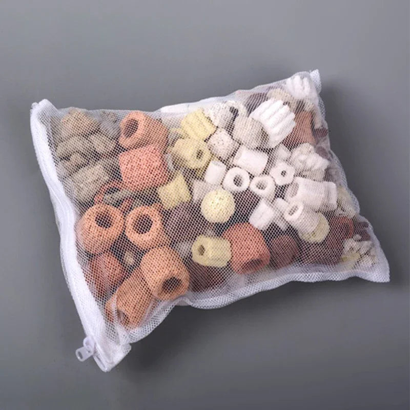 5Pcs Reusable Fine Filter Media Bags Aquarium Filter Net Bags with Zipper for Fresh Saltwater Tanks Aquarium Fish Tank Filter Oasis Select