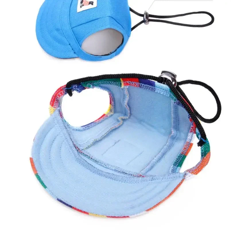 Dog Baseball Cap Hat with Neck Strap Adjustable Comfortable Ear Holes for Small Medium Large Dogs in Ourdoor Sun Protection Oasis Select