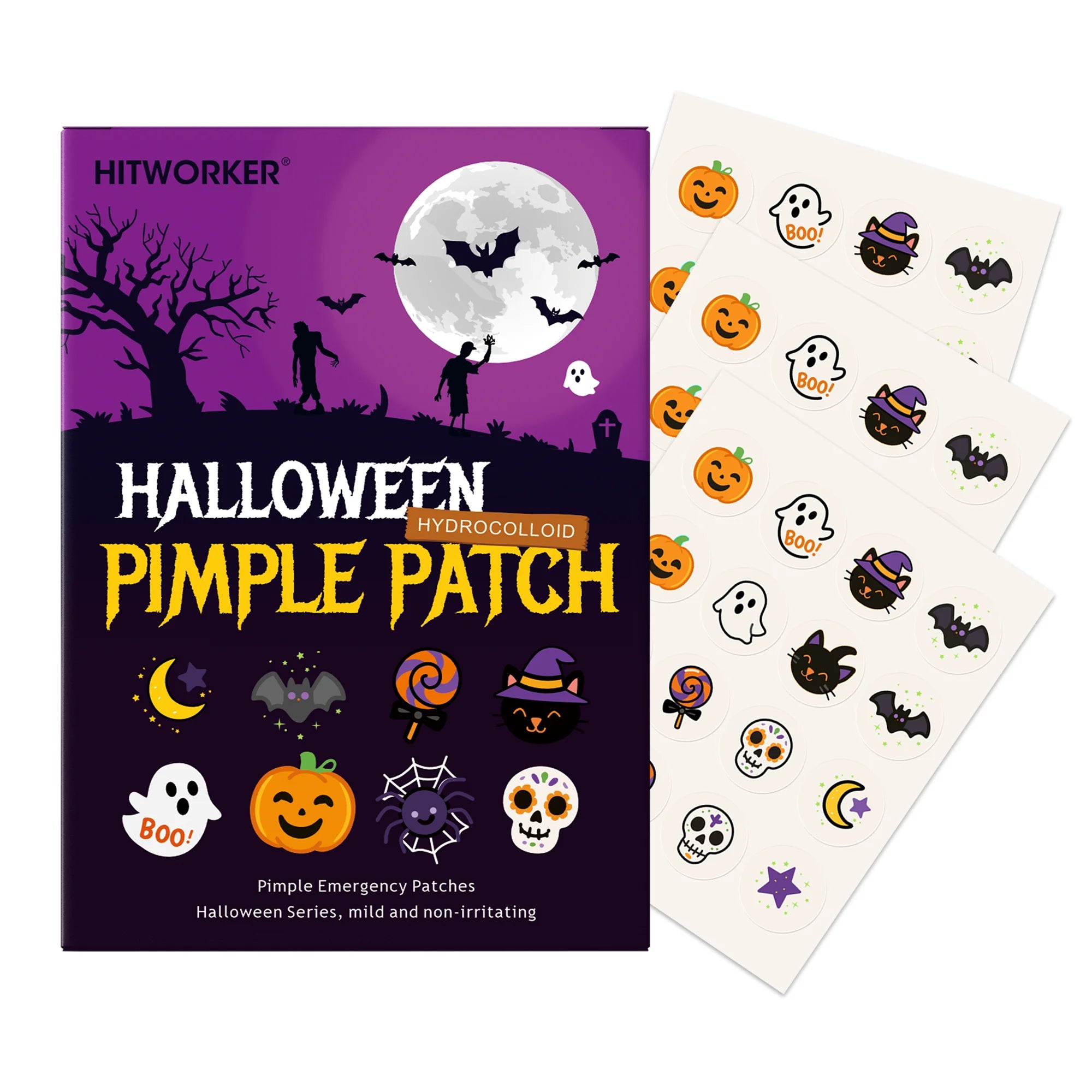 80/48 cute pumpkin model stickers - waterproof to cover facial blemishes, suitable for music festivals and Halloween essentials Oasis Select 48pcs