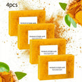 Block packed turmeric and citric acid soap, rich in shea butter and turmeric, gentle for cleansing, bathing, hand washing Oasis Select orange