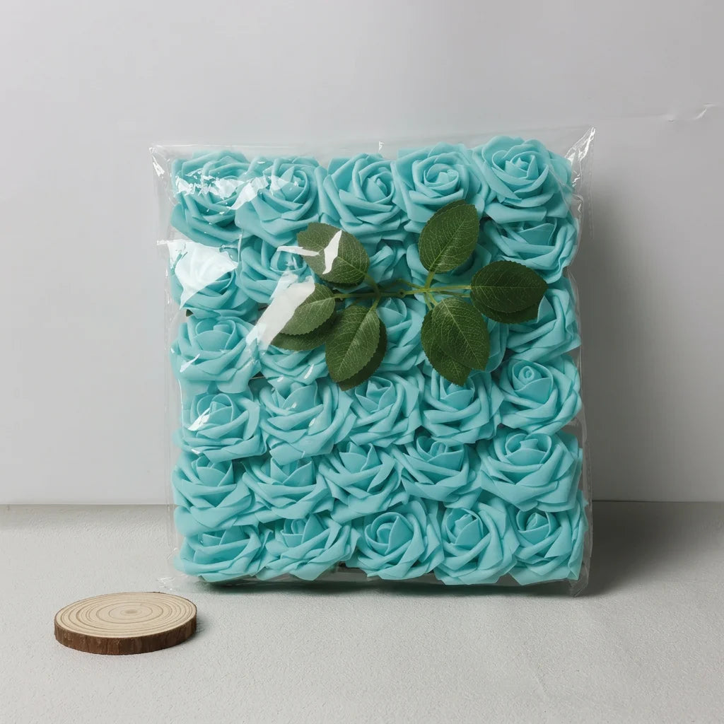 30 Pieces Artificial PE Foam Roses Fake Rose Flowers for DIY Bridal Bouquet Wedding Valentine's Day Party Decoration Oasis Select Blue-30pcs
