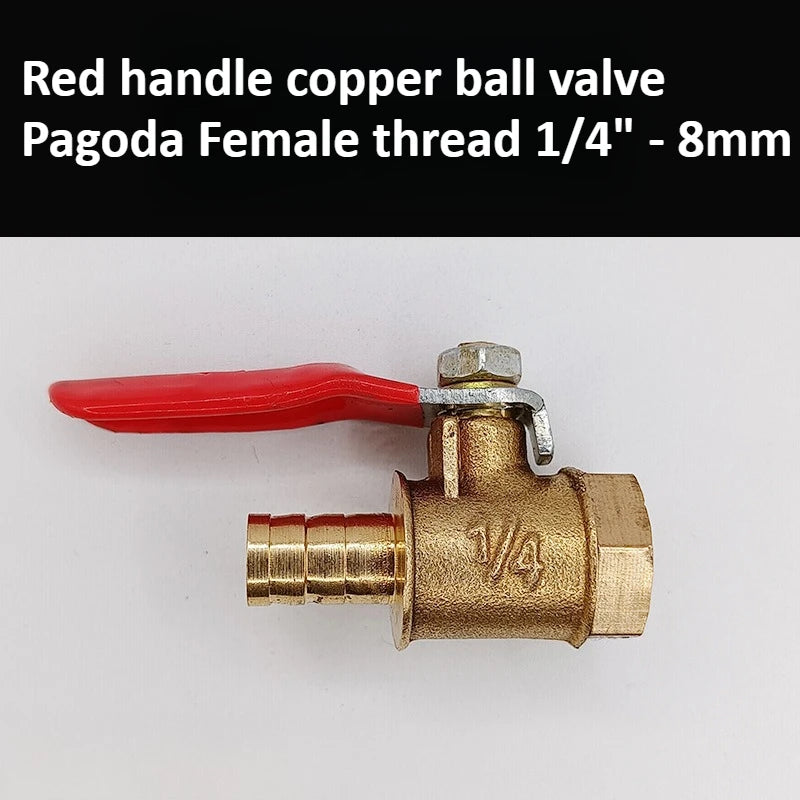 Brass Pagoda Ball Valve 1/2/3/4 Point Female and Male Threads 6/8/10/12mm Water, Oil, Gas, Fuel Pipe Accessories Oasis Select 1l4 Female - 8mm Pagoda