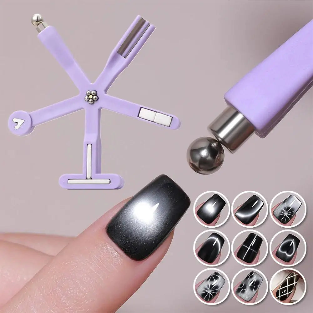 8-in-1 Cat Eye Nail Magnet, Multi-Functional Starfish Cat Eye Magnet for Nail, French Flower Heart Magnet for Cat Eye Gel Polish Oasis Select