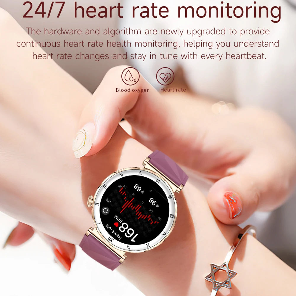 Women Smartwatch Information Push 1.19 Inch Amoled Screen Smart Watch Sleep Health Monitor Blue Tooth Call Sports Fitness Music Oasis Select