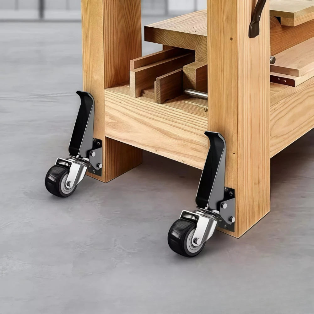 1pcs SucceBuy 165 lbs 2.5" Workbench Caster Wheels Side Mounted Retractable Stepdown Wheel 360° Swivel for Tables Equipment Oasis Select