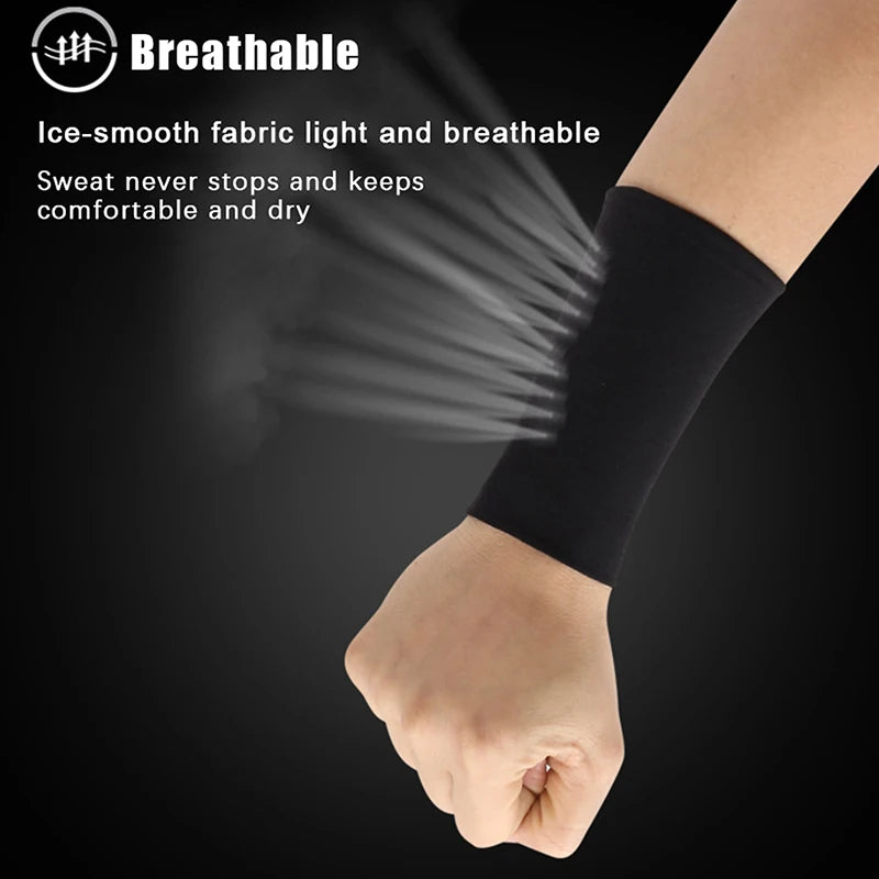 1Pair Elastic Wristband Breathable Summer Ice Silk Cooling Sweat-absorbent Sports Cycling Running Wrist Straps Oasis Select