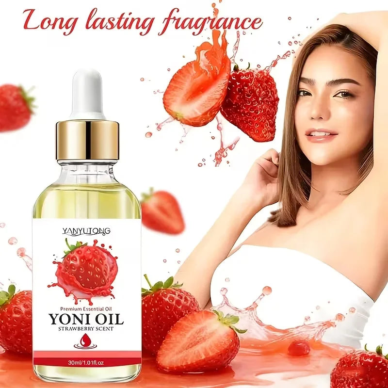 30ml Yoni Oil, Strawberry Scented, Natural & Plant-Based, pH Balance, Odor Eliminator, Feminine Care, Moisturizer Oasis Select