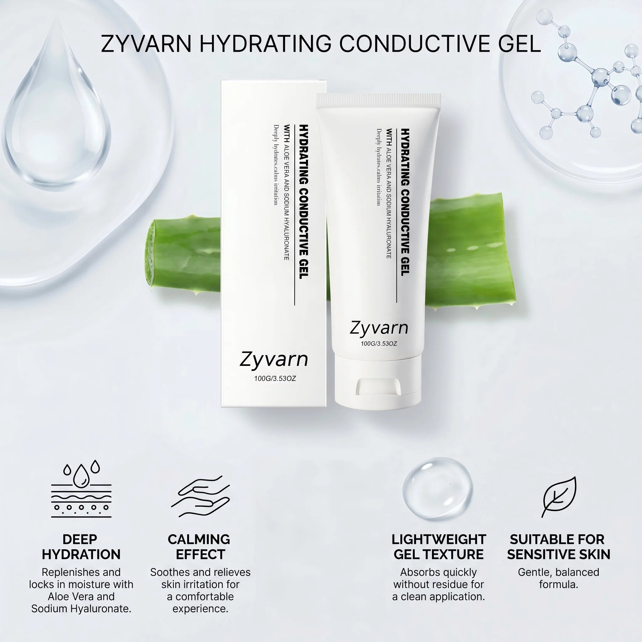 Aloe Vera Hydrating Gel for Beauty Devices Moisturizing Softening Skin Reduce Redness Hydrating Calming Skin Reduces Irritation Oasis Select