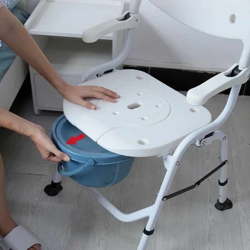 Solid Toilet chair elderly foldable portable mobile toilet chair pregnant women toilet Japanese bath chair household Oasis Select