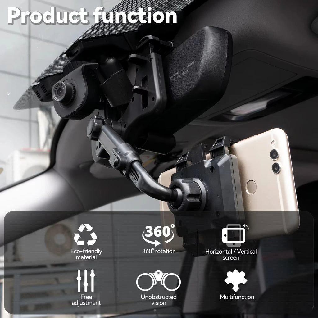 360° Rearview Mirror Phone Mount | Universal Car Holder