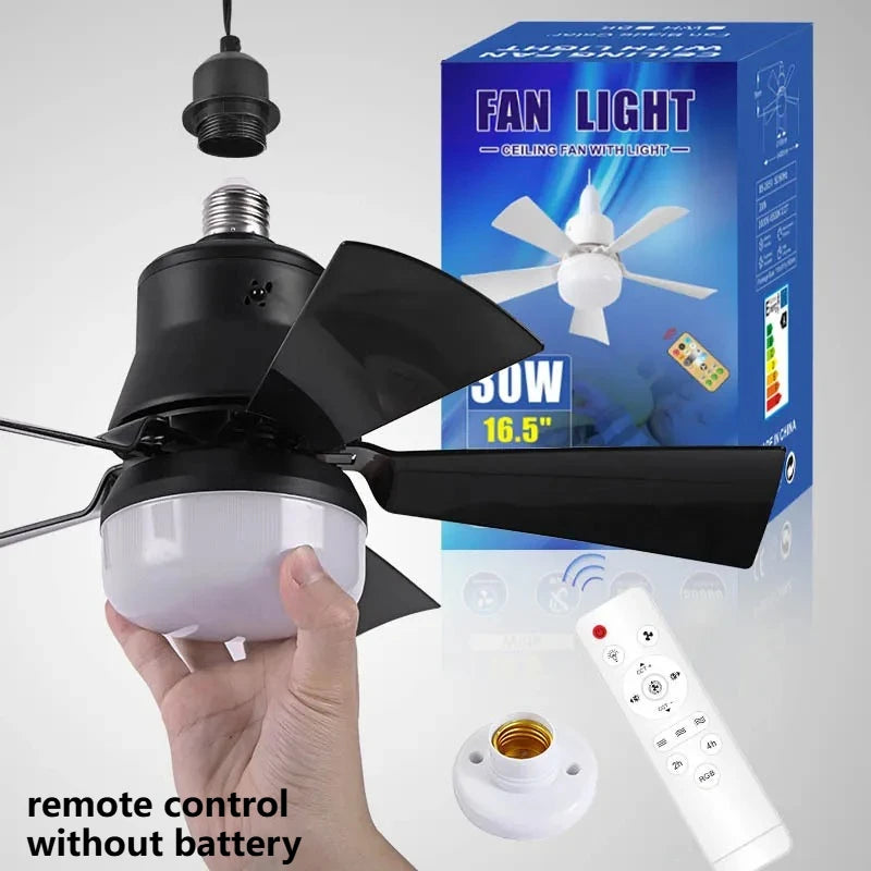 URGGU 30W LED Ceiling Fan E27 Remote Control Dimmable 3-Mode