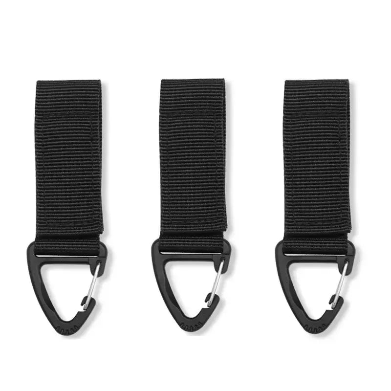 3/6/9pcs Outdoor Camping Carabiner Nylon Tactical Backpack Key Hook Webbing Buckle System Belt Buckle Hanging Climbing Accessory Oasis Select 3pcs Black