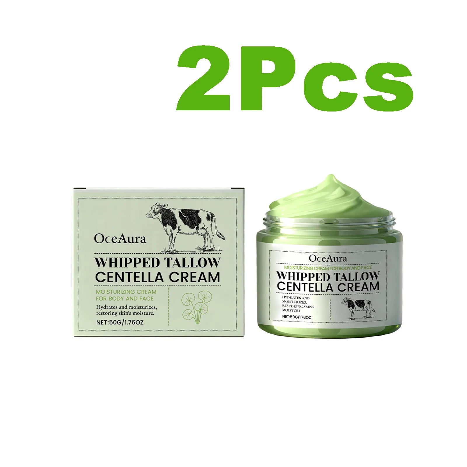 OceAura Whipped Tallow Centella Cream – Dry & Sensitive Skin Whipped Tallow Cream Oasis Select 2 x 50g Boxed