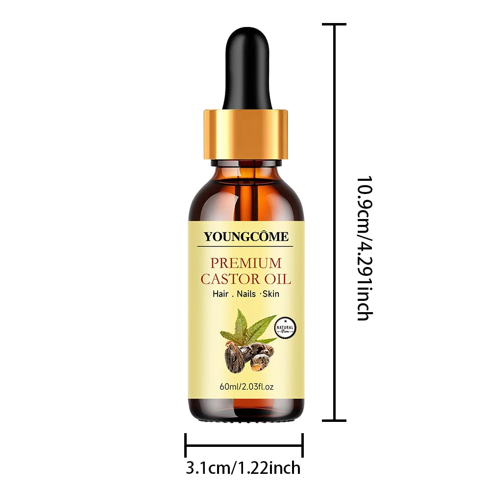 Pure Cold-Pressed Castor Oil for Hair, Skin & Lashes | 40/60ml Castor Carrier Oil Oasis Select 60ml