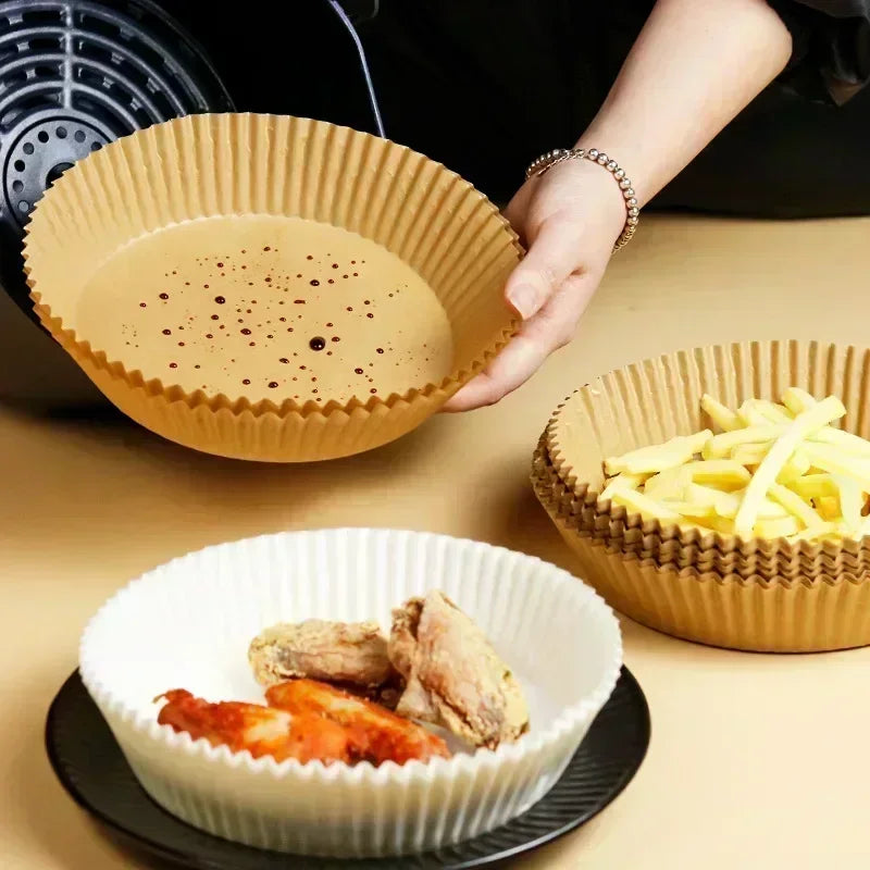 50/100PCS Air Fryer Disposable Paper Square Round Baking Paper Barbecue Plate NonStick Mat Kitchen Oven Oil Absorbing Paper Tool Oasis Select