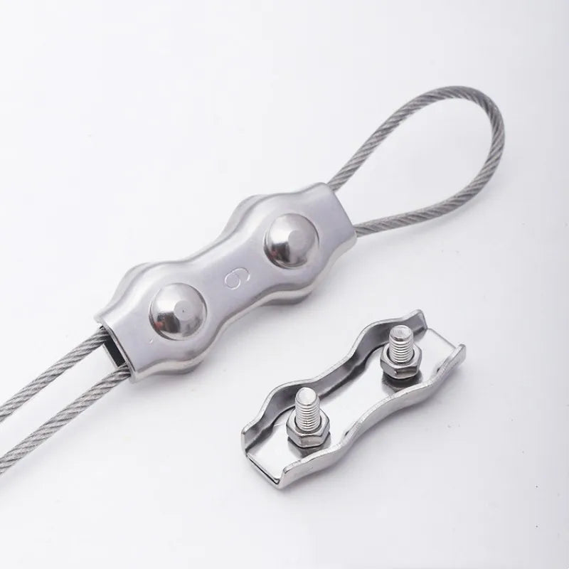 1Pcs M2-M6 Stainless Steel Double Post Bolt Clip Wire Rope Cable Clamp Caliper Rope Simple Grip DIY Cable Fastener Hardware Oasis Select