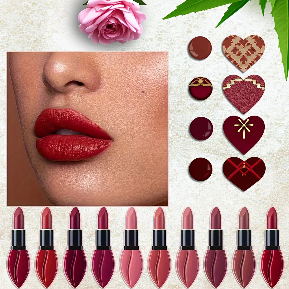 1pcs Matte Lip Gloss Lipstick, High Pigment Waterproof Velvet Long Lasting, Deep Red, Nude, Y2K Christmas Valentine's Day Gifts Oasis Select