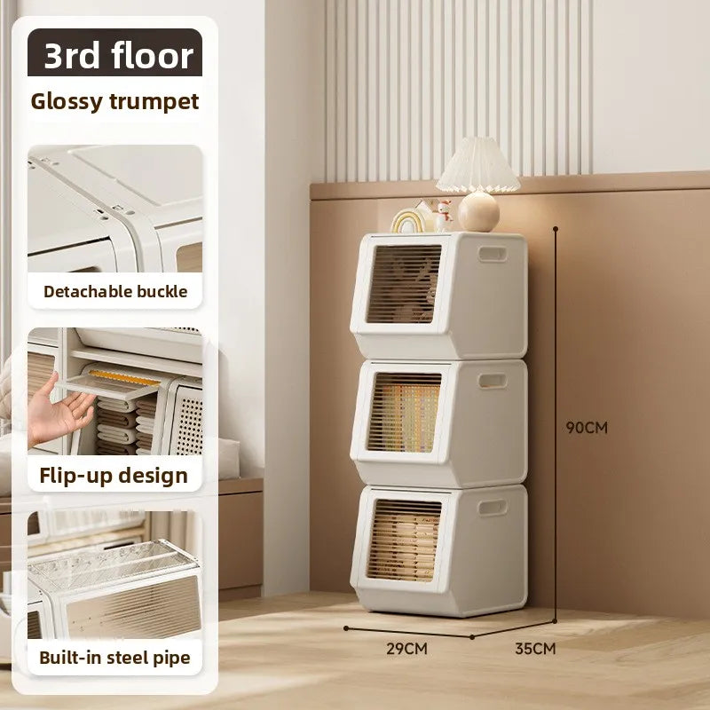 Oblique storage cabinet Children's toy storage rack Living room rack Bedroom finishing locker Multi-layer combination cabinet Oasis Select 29CM-3 transparent
