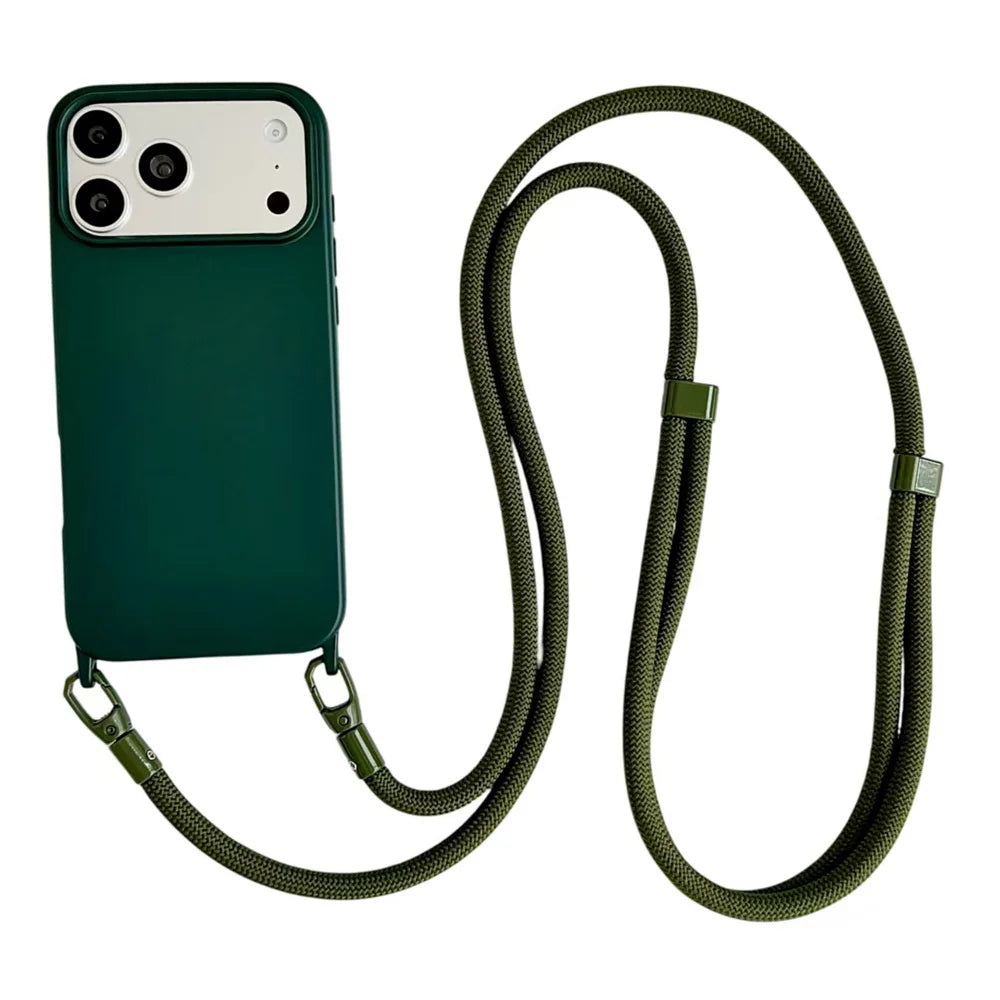 Solid Color Phone Case With Hanging Rope Can Be Slung Diagonally For Iphone 17Promax 17Air 16 Promax 15 14 13 17 Pro Shockproof Oasis Select DG iPhone 14