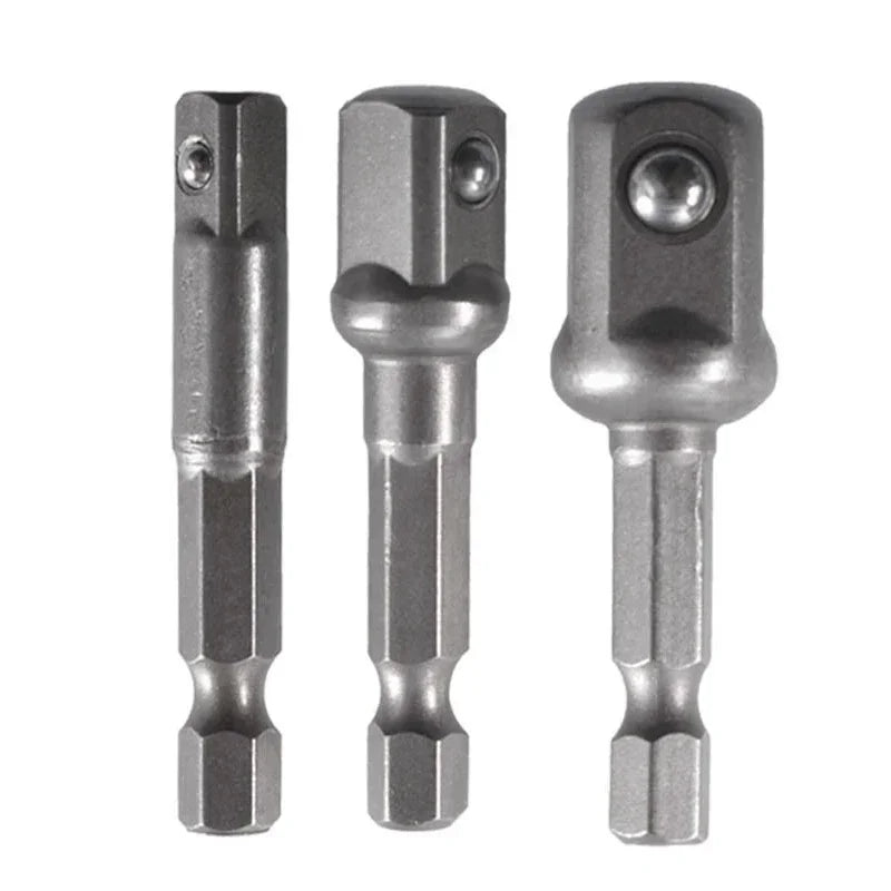3Pcs Drill Socket Adapter Impact Drill Extension Drill Bits Bar Socket Adapter 1/4 3/8 1/2 Size Hex Shank Square Head Drill Bit Oasis Select
