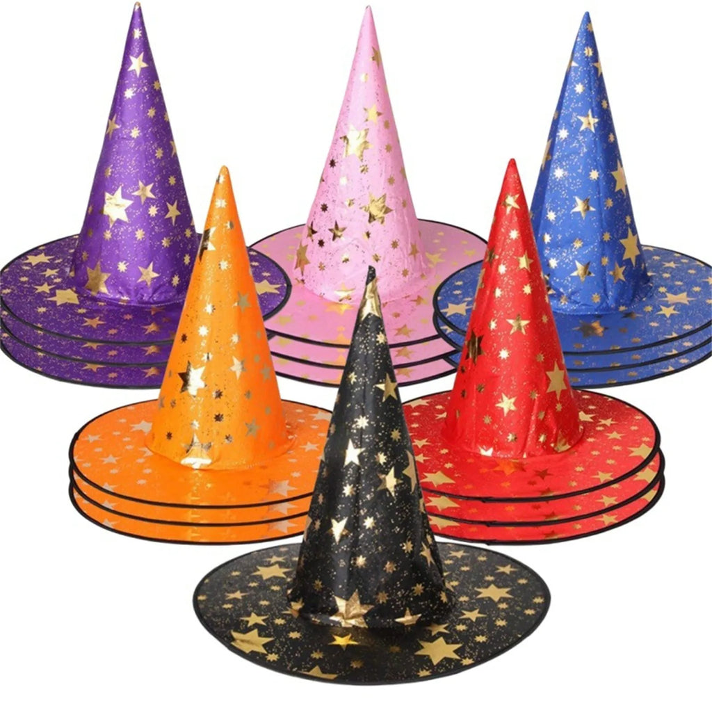 Halloween Hat Children Adult Masquerade Dress Up Magician Bronzing Wizard Pentagram Hat Halloween Party Witch Hat Favor Oasis Select
