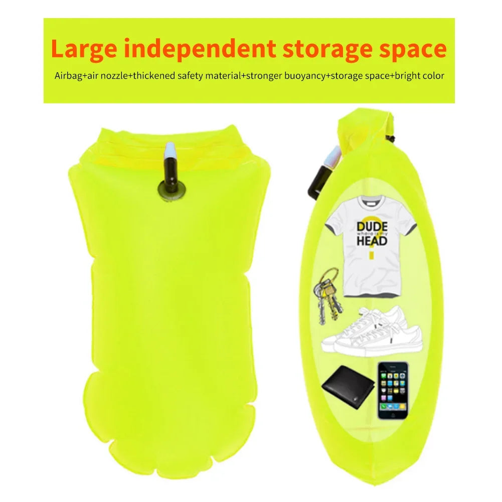 Dry Bag Inflatable Open Swimming Buoy Tow Float with Waist Belt for Boating Rafting Swimming Bucket Water Sport Safety Bag Oasis Select