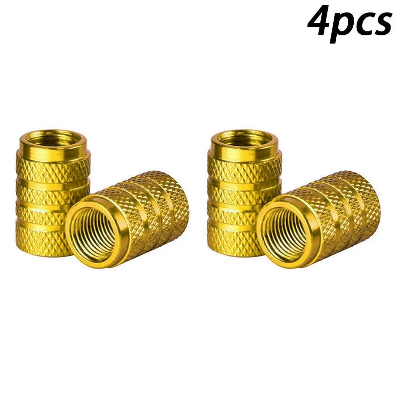 4Pcs/Set Aluminum Alloy Car Whee Tire Valve Caps Valve Stems Cover Car Wheel Dustproof Cap For Car Truck Motorcycle Bicycle Oasis Select Gold