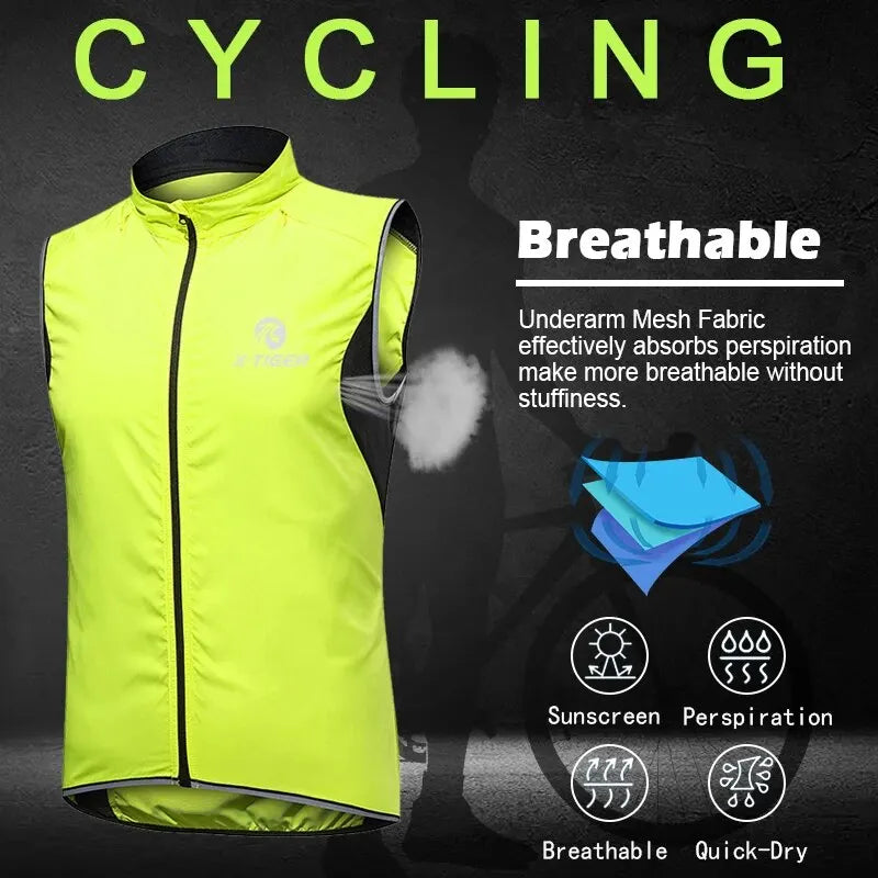 X-TIGER Cycling Vest Sleeveless Bicycle Reflective Windproof Uitra-Light Sun Protection Mountaineering Jacket Cycling Sportswear Oasis Select