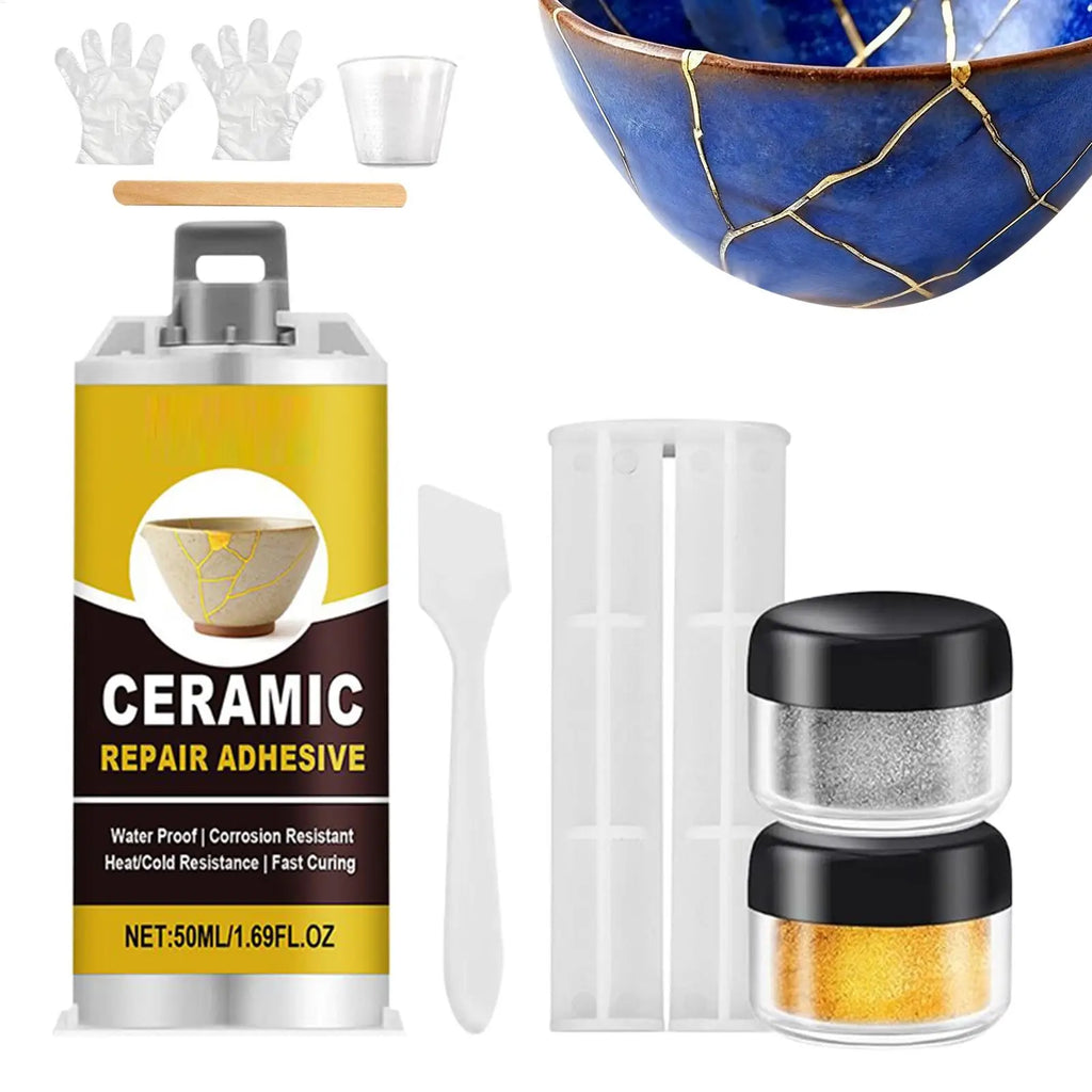 Kintsugi Repair Kit Broken Ceramics Glass Repair Glue Kit Adhesive Food Safe for Bathtub Vanity Plate Art Craft Figurines Oasis Select