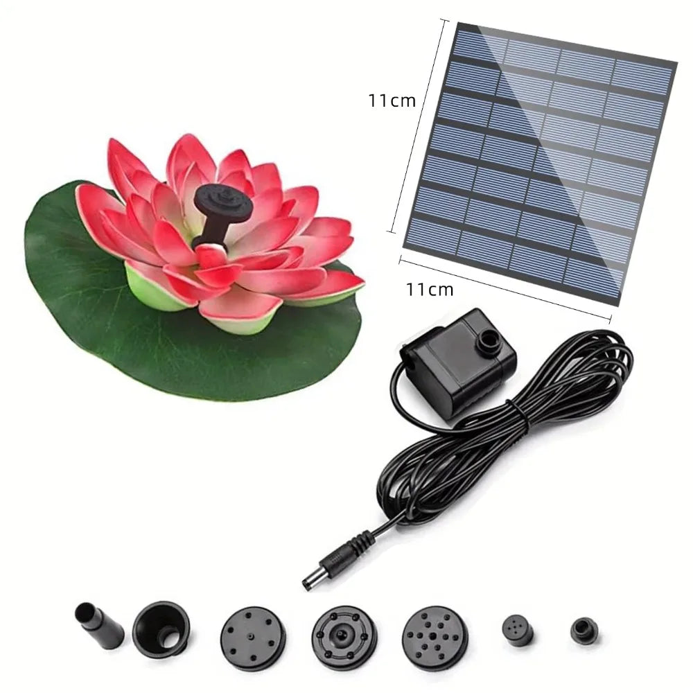 Solar Water Fountain,Floating Mini Lotus Water Pump/Pond Pump,Perfect DIY Pond Decoration DIY Bird Bath,1.2W Waterfall Fountain Oasis Select Red