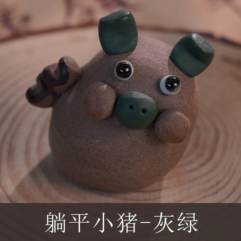Ceramic Cute Mini Ornaments for Tourist Attractions, Hand-Pinched Animals, Cultural and Creative Decorations Tea Pets Oasis Select 27