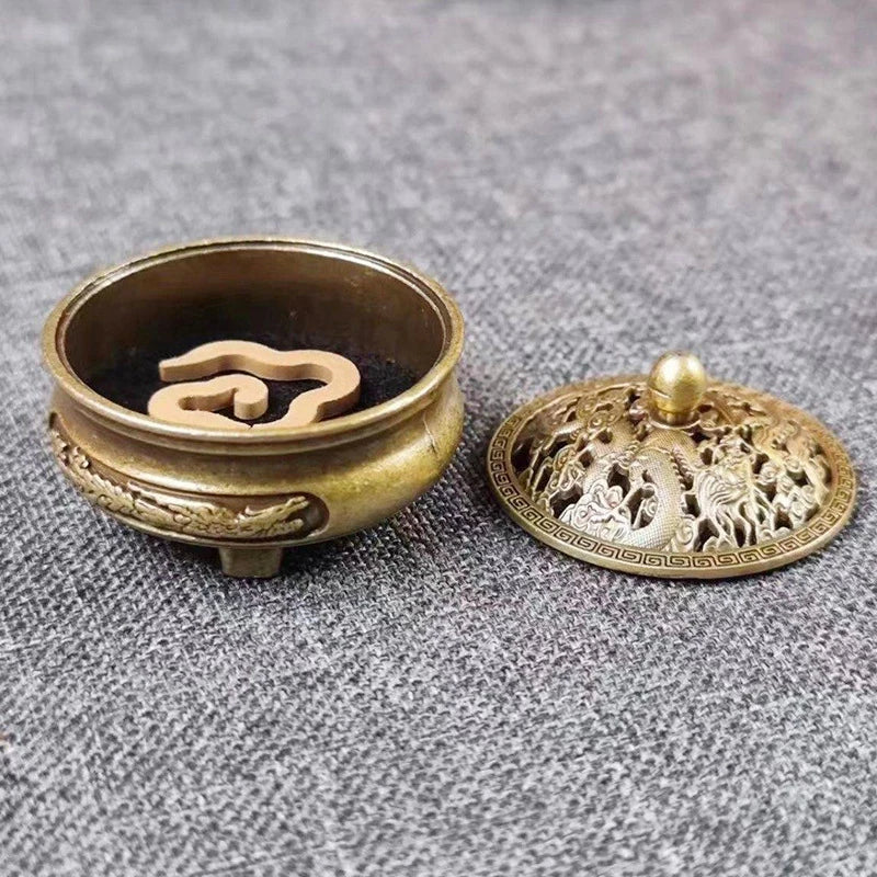 Antique Pocket Dragon Phoenix Incense Burner Hollow Incense Mini Ornaments Chinese Ancient Tea Desk Decor Office Decoration Oasis Select