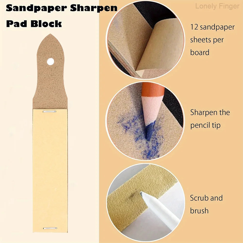 9pcs Blending Stumps, Blending Sponge Pens and Sandpaper, Washable & Reusable, Tortillions Paper Art Blenders for Student Artist Oasis Select